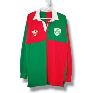 Vintage 80s Ireland Wales Union O'Neills Rugby Jersey Shirt Red Size XL